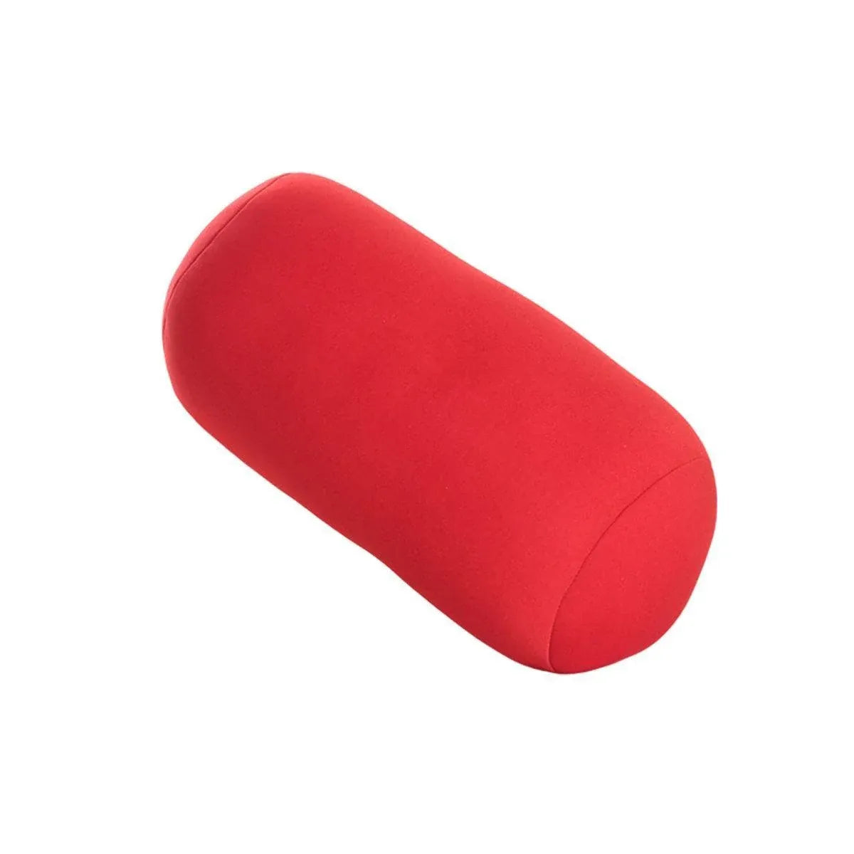 Solid Color Cylindrical Foam Particle Pillow Multi-Functional Neck Waist Support - Red